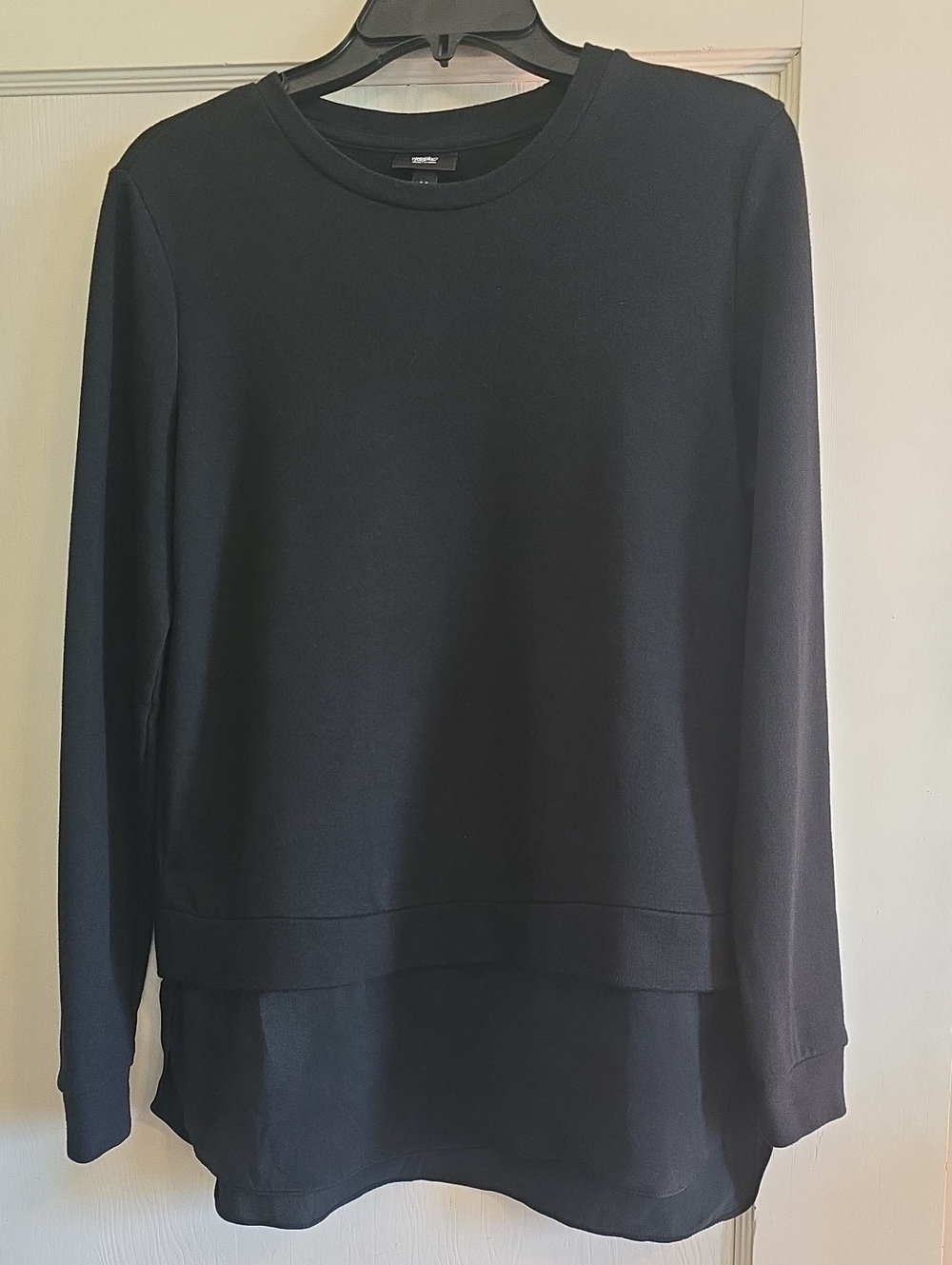 Mossimo Supply Co. Black Mixed Media Layered Chiffon Hem Sweatshirt, Size M